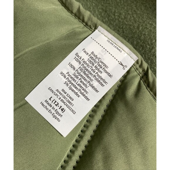 AVIA Fleece Vest Size L Green Olive Full Zip Pockets Mock Neck Sleevless - Picture 12 of 12